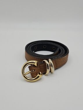 Kimberly Taylor Cami belt brown leather gold tone hardware